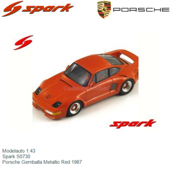 Modelauto 1:43 | Spark S0730 | Porsche Gemballa Metallic Red 1987