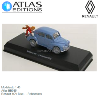Modelauto 1:43 | Atlas BB035 | Renault 4CV Blue - -.Robbedoes