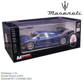 Modelauto 1:24 | Mondo Motors 51055 | Maserati MC 12 Metallic Blue