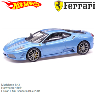 Modelauto 1:43 | Hotwheels N5951 | Ferrari F430 Scuderia Blue 2004