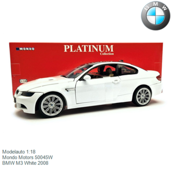 Modelauto 1:18 | Mondo Motors 50045W | BMW M3 White 2008
