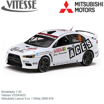 Modelauto 1:43 | Vitesse VSS43423 | Mitsubishi Lancer Evo  I White 2009 #19
