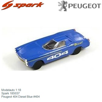 Modelauto 1:18 | Spark 18S037 | Peugeot 404 Diesel Blue #404