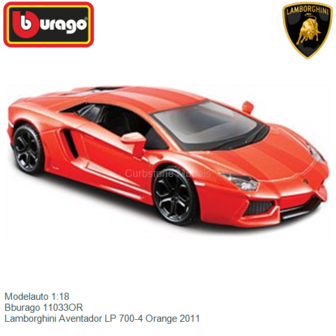 Modelauto 1:18 | Bburago 11033OR | Lamborghini Aventador LP 700-4 Orange 2011