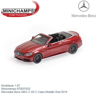 Modelauto 1:87 | Minichamps 870037032 | Mercedes Benz AMG C 63 C-Class Metallic Red 2016