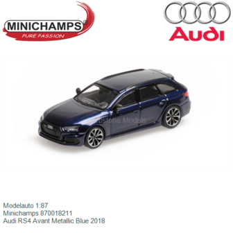 Modelauto 1:87 | Minichamps 870018211 | Audi RS4 Avant Metallic Blue 2018