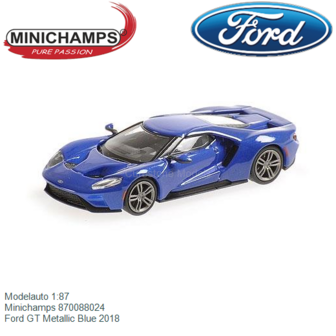 Modelauto 1:87 | Minichamps 870088024 | Ford GT Metallic Blue 2018