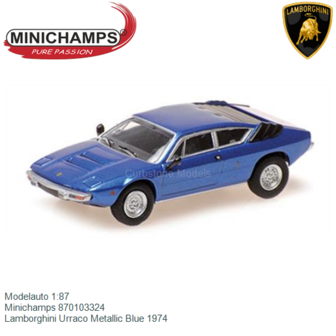 Modelauto 1:87 | Minichamps 870103324 | Lamborghini Urraco Metallic Blue 1974
