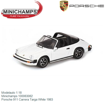 Modelauto 1:18 | Minichamps 100063062 | Porsche 911 Carrera Targa White 1983