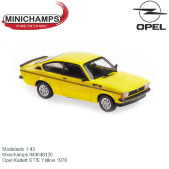 Modelauto 1:43 | Minichamps 940048120 | Opel Kadett GT/E Yellow 1978