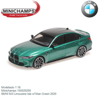 Modelauto 1:18 | Minichamps 155020200 | BMW M3 Limousine Isle of Man Green 2020