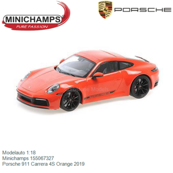Modelauto 1:18 | Minichamps 155067327 | Porsche 911 Carrera 4S Orange 2019