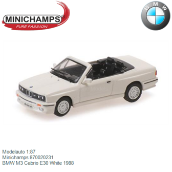 Modelauto 1:87 | Minichamps 870020231 | BMW M3 Cabrio E30 White 1988