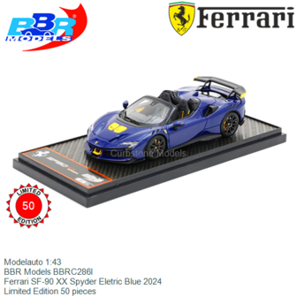Modelauto 1:43 | BBR Models BBRC286I | Ferrari SF-90 XX Spyder Eletric Blue 2024