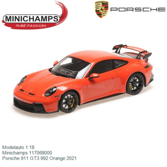 Modelauto 1:18 | Minichamps 117069000 | Porsche 911 GT3 992 Orange 2021