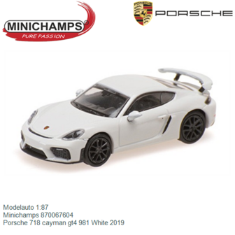 Modelauto 1:87 | Minichamps 870067604 | Porsche 718 cayman gt4 981 White 2019