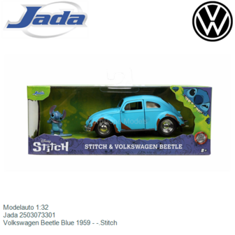 Modelauto 1:32 | Jada 2503073301 | Volkswagen Beetle Blue 1959 - -.Stitch