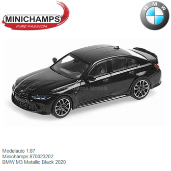 Modelauto 1:87 | Minichamps 870023202 | BMW M3 Metallic Black 2020