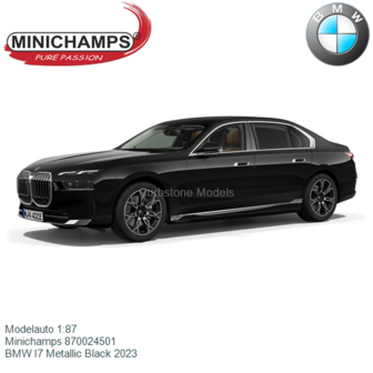 Modelauto 1:87 | Minichamps 870024501 | BMW I7 Metallic Black 2023