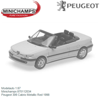 Modelauto 1:87 | Minichamps 870112034 | Peugeot 306 Cabrio Metallic Red 1998