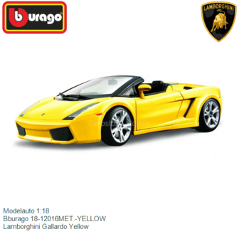 Modelauto 1:18 | Bburago 18-12016MET.-YELLOW | Lamborghini Gallardo Yellow