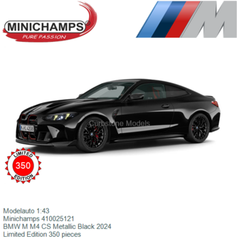 Modelauto 1:43 | Minichamps 410025121 | BMW M M4 CS Metallic Black 2024