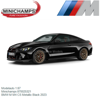 Modelauto 1:87 | Minichamps 870025321 | BMW M M4 CS Metallic Black 2023