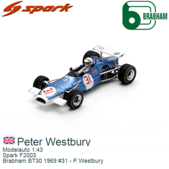 Modelauto 1:43 | Spark F2003 | Brabham BT30 1969 #31 - P.Westbury