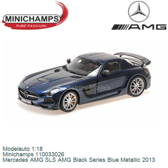 Modelauto 1:18 | Minichamps 110033026 | Mercedes AMG SLS AMG Black Series Blue Metallic 2013
