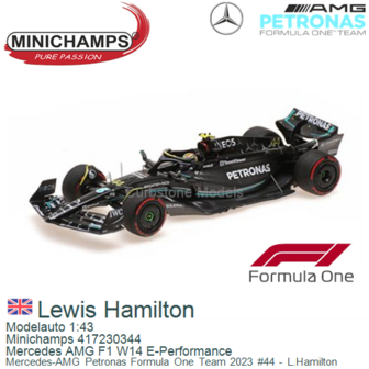 Modelauto 1:43 | Minichamps 417230344 | Mercedes AMG F1 W14 E-Performance | Mercedes-AMG Petronas Formula One Team 2023 #44 - L