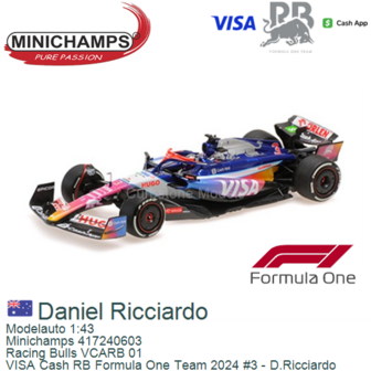 Modelauto 1:43 | Minichamps 417240603 | Racing Bulls VCARB 01 | VISA Cash RB Formula One Team 2024 #3 - D.Ricciardo