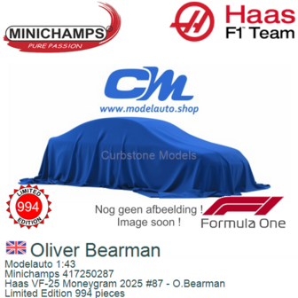 Modelauto 1:43 | Minichamps 417250287 | Haas VF-25 Moneygram 2025 #87 - O.Bearman