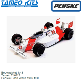 Bouwpakket 1:43 | Tameo TIK013 | Penske Pc18 White 1989 #20