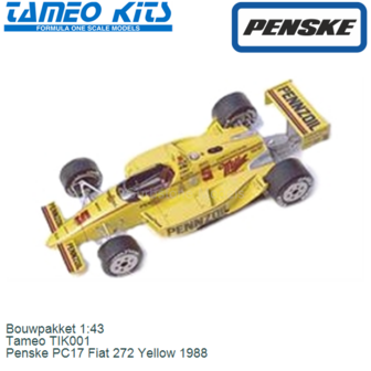 Bouwpakket 1:43 | Tameo TIK001 | Penske PC17 Fiat 272 Yellow 1988