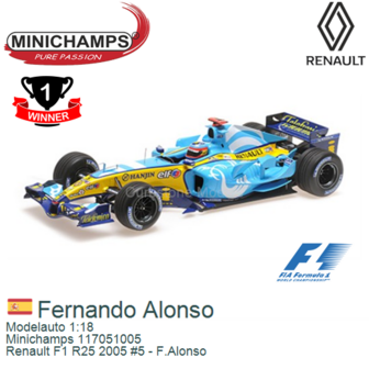 Modelauto 1:18 | Minichamps 117051005 | Renault F1 R25 2005 #5 - F.Alonso