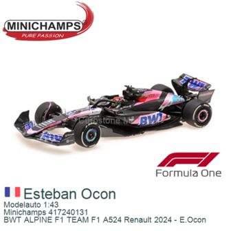 Modelauto 1:43 | Minichamps 417240131 | BWT ALPINE F1 TEAM F1 A524 Renault 2024 - E.Ocon