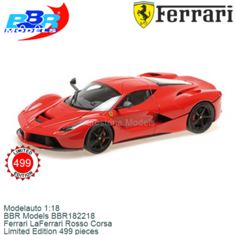 Modelauto 1:18 | BBR Models BBR182218 | Ferrari LaFerrari Rosso Corsa