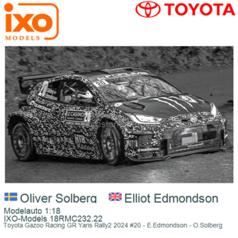Modelauto 1:18 | IXO-Models 18RMC232.22 | Toyota Gazoo Racing GR Yaris Rally2 2024 #20 - E.Edmondson - O.Solberg