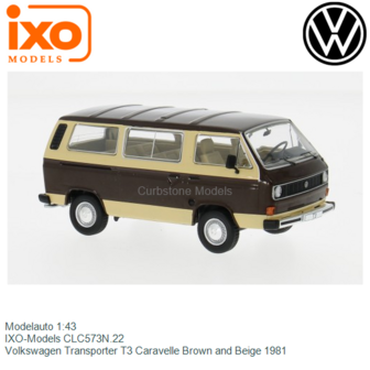 Modelauto 1:43 | IXO-Models CLC573N.22 | Volkswagen Transporter T3 Caravelle Brown and Beige 1981