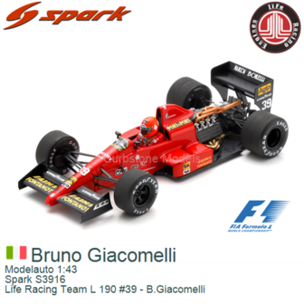 Modelauto 1:43 | Spark S3916 | Life Racing Team L 190 #39 - B.Giacomelli