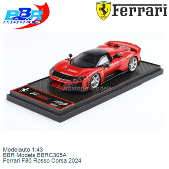 Modelauto 1:43 | BBR Models BBRC305A | Ferrari F80 Rosso Corsa 2024