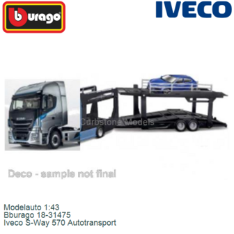 Modelauto 1:43 | Bburago 18-31475 | Iveco S-Way 570 Autotransport