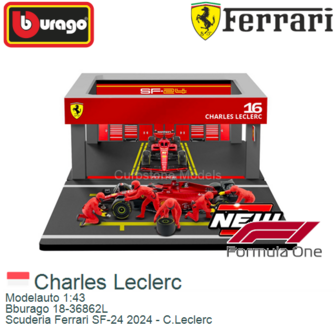 Modelauto 1:43 | Bburago 18-36862L | Scuderia Ferrari SF-24 2024 - C.Leclerc