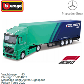 Vrachtwagen 1:43 | Bburago 18-31460T | Mercedes Benz Actros Gigaspace | Falken Tyres 2020