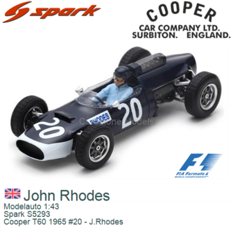 Modelauto 1:43 | Spark S5293 | Cooper T60 1965 #20 - J.Rhodes