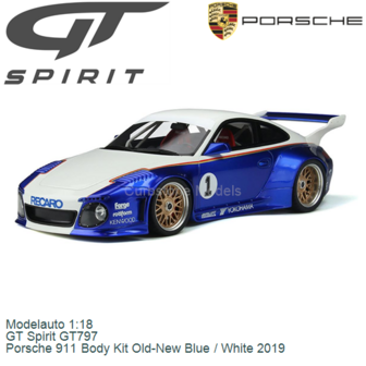 Modelauto 1:18 | GT Spirit GT797 | Porsche 911 Body Kit Old-New Blue / White 2019