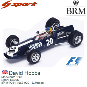 Modelauto 1:43 | Spark S4795 | BRM P261 1967 #20 - D.Hobbs