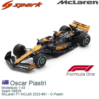 Modelauto 1:43 | Spark S8929 | McLaren F1 MCL60 2023 #81 - O.Piastri