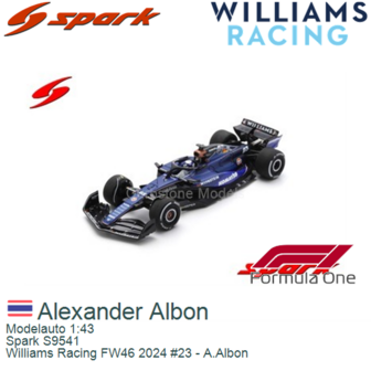 Modelauto 1:43 | Spark S9541 | Williams Racing FW46 2024 #23 - A.Albon