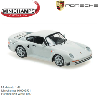 Modelauto 1:43 | Minichamps 940062521 | Porsche 959 White 1987